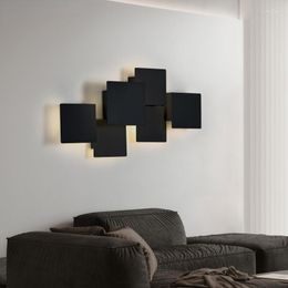 Wall Lamp Dimming Simple Black White Square Modern LED Lamps Living Dining Room Bedroom Bedside Aisle Hall Lights Indoor Lighting