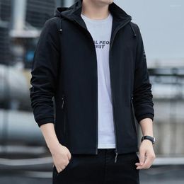 Men's Jackets Autumn Thin Coat Detachable Hood Windbreaker Secure Zipper Pocket Sleek Fit Male Accessories