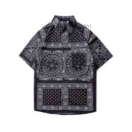 Men's Casual Shirts Bandana Men Shirt Oversized Paisley Boys Short Sleeve Top Hawaiian Beach Loose s Summer Male Clothing 230706