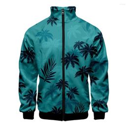 Men's Jackets 3D Printed Hawaiian Style Stand Collar Baseball Uniform Bomber Jacket Wear Casual Fashion Coat For Men Outdoors In Winter