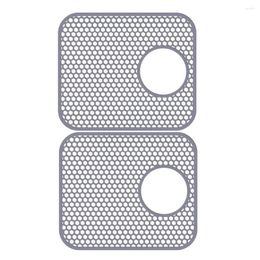 Table Mats Silicone Sink Mat 2 Pack Protectors For Kitchen With Centre Drain Folding Non- Heat Resistant