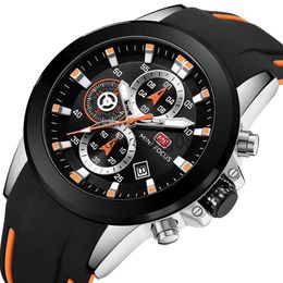 Wristwatches MINI FOCUS Quartz Male Luxury Chronograph Date Display Mens es Sile Strap Waterproof Classic Sport Wrist 0703