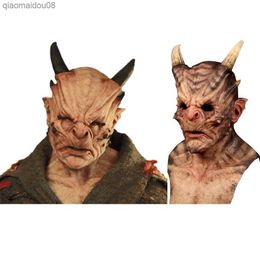 Halloween Devil Masks Face Cover Horror Cosplay Headgear Prop Masquerade Performance Costume Props Scary Horns Masks