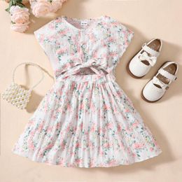 Girl Dresses Summer Dress For Girls Lovely Floral Printed Buttons Sleeveless Kids Cotton Toddler Princess Clothes 1 2 3 4 5 6Y