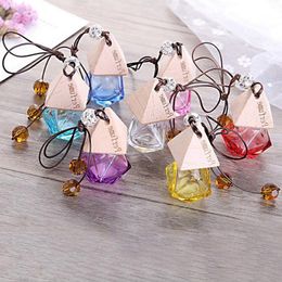 Glass Car Perfume Bottle with Wood Beautiful Cap Empty Refillable Bottle Hanging Cute Air Freshener Carrier F20171208 Bwvmk