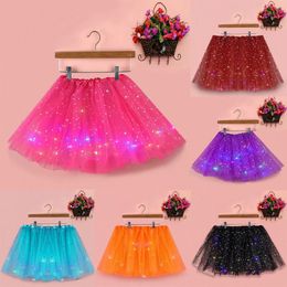 Skirts Led Glowing Light Women Tulle Star Skirt Short Tutu Mini Skirt Adult Fancy Ballet Dancewear Party Costume Ball Gown Mini Skirt 230703