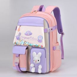 School Bags Cute Bunny Backpack for Girls Teenager Students Kindergarten Princess School Bags Shoulder Handbags Cartoon Rucksack Book Bags 230703