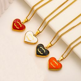 4 Colour Pendant Necklaces heart 18K Gold Plated Stainless Steel Necklace Designer Necklaces Choker Letter Pendant Chain Crystal Rhinestone Wedding Jewellery