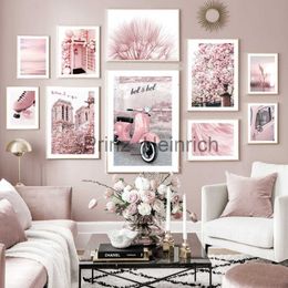 Wallpapers Wall Art Canvas Painting London Street Car Pink Feather Dandelion Grass Nordic Posters And Prints Decor Pictures For Living Room J230704