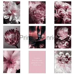 Wallpapers Pink Flowers Paintings Peony Wall Art Posters Stamen Canvas Print Plant Poster Nordic Wall Pictures For Girl bedroom decoration J230704