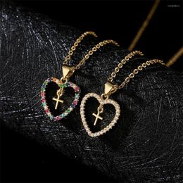 Pendant Necklaces Cmoonry Brand High Quality Gold Colour Copper Party Jewellery Luxury CZ Trendy Cross Heart Necklace For Women Girl Gift