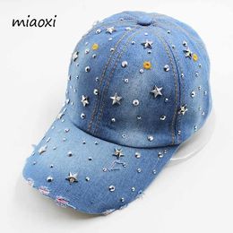 Ball Caps miaoxi High Quality Women s Hat Cap Baseball Denim Cotton Women Men Adult Sun Hats Adjustable 230704