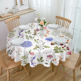 Table Cloth Vintage Floral Texture Round Tablecloth Party Kitchen Dinner Cover Holiday Decor Waterproof Tablecloths