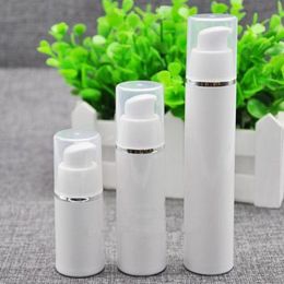 15ML 30ml 50ML Silver Edge White Empty Airless Pump Bottles Cosmetic Lotion Plastic Treatment Travel F20171145 Gcxgt