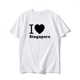 Men's T Shirts Men's Shirt I Love Singapore Printed Funny Loose T-Shirt For Summer