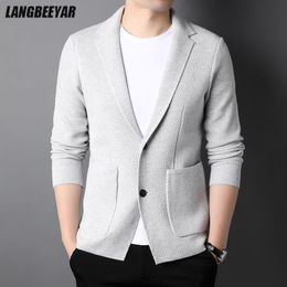Men s Sweaters Top Grade Wool 5 Brand Fashion Knit Korean Style Cardigan Men Slim Fit Sweater Casual Solid Coats Jacket Mens Clothes 2023 230703