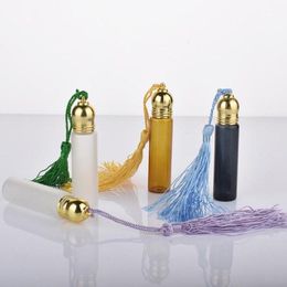 10ml Frosted Amber Black Glass Roll On Bottle Empty Vials with glass Roller Ball for Essential Oils Perfume F3734 Nbulj