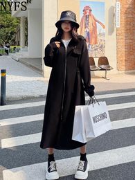 Casual Dresses 2023 Winter Korea Loose Plus Size Cardiga Woman Dress Vestidos Robe Elbise Fleece Thickening Solid Long Sleeve