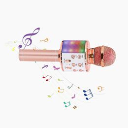 Wireless Karaoke Microphone Bluetooth Handheld Portable Speaker Home KTV Player with Dancing LED Lights Record Function for Kids4630115