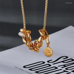 Pendant Necklaces 2023 Fashion Women Geometric Nature Freshwater Pearl Letter Coin Necklace Sexy Party Clavicle Chain