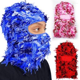 Bandanas Style 1 Hole Balaclava Mask Hat Spooky Ski Beanie Camouflage Unisex Full Face Hand Made Knitted Windproof Funny Cap