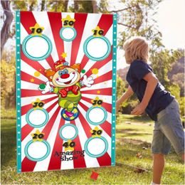 Banner Flags Carnival Game Decor Circus Clown Bean Bag Toss Game Banner Flag Carnival Circus Party Decorations Amazing Show Toss Hole Flag 230704