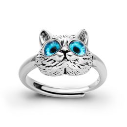 Vivid Cute Silver Colour Kitty Cat Open Rings For Women Girls New Fashion Adjustable Men's Ring Gothic Animal Jewellery Gifts