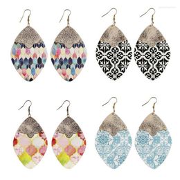 Dangle Earrings 2023 Portugal Tile Pattern Oval Leather For Women Fashion Joint Statement Paisley Jewellery Wholesale