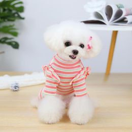 Dog Apparel Pet Jumpsuit Striped Design Long Sleeve Unisex Puppy Four-legged Home Dogs Costume Small Winter Indoor Pyjamas