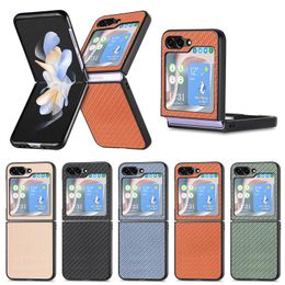 Carbon Fibre Phone Case for Samsung Galaxy Z Flip 5 Flip4 Flip3 Flip2 Weave Touch Slim and Fit Anti Fingerprint Folding Shell