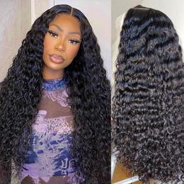 Deep Wave Frontal Wig 13x6 Hd Human Hair Lace Frontal Wig For Women Transparent Pre Plucked Brazilian Curly Human Hair Wig