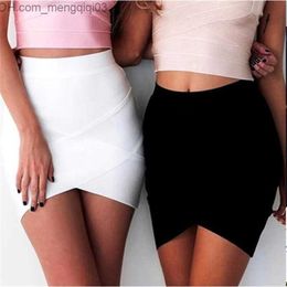 Skirts High Quality Ladies Rayon Thick Short Bandage Skirt Cocktail Party Cute Mini Skirt Z230706