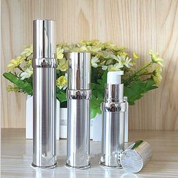 15ml 20ml 30ml Gold Silver Empty Airless Pump Container Travel Metal Essential Lotion Cream Cosmetic Bottle With Pump F20172224 Lxxdl