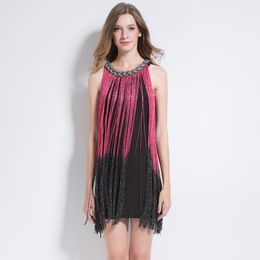 Party Dresses Great Gatsby Metal Chain Halter-Neck Black 1920s Fringe Flapper Charleston Dress Sexy Bodycon Club