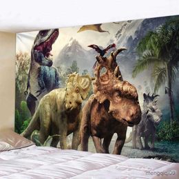 Tapestries Dinosaur World Print Tapestry Wall Hanging Decorative Wall Carpet Bed Sheet Hippie Home Decor Couch R230704