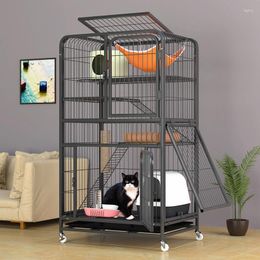 Cat Carriers Iron Cages Folding Villa Pet Kennel Durable Animal Nest Luxury Kitten House Climbing Rack Multilayer Free Space Nesk