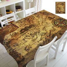 Table Cloth Antique Old Pirate Map Tablecloths for Rectangle Table Cover Mediaeval Compass Vintage Table Cloths Home Decoration Waterproof x0704