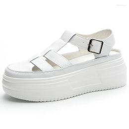 Sandals Summer 5457 White Shoes Women Flats Platform Leather Flip Flops Female Casual Beach Ladies Comfortable Brand