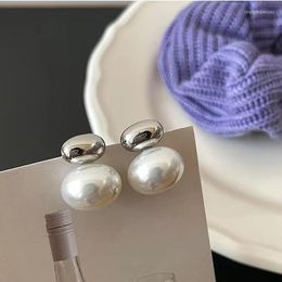 Stud Earrings Korean Style Fashion Elegant Sweet Charms Double Pearl For Women Young Ladies Trend Pierced Pair Ear Jewellery