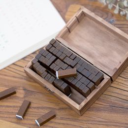 Stamps 70PCS Vintage Wooden Stamp DIY Number Alphabet Letter Wood Rubber Set for Journaling Crafts Card Making Painting Teaching 230703