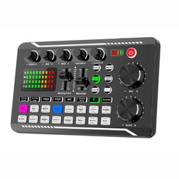 Microphones Audio Mixing Console Amplifier F998 Sound Card 3.5mm Microphone Sound Mixer Sound Card for Phone Pc