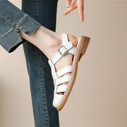 2024 Leather Split Sandals Square Summer Toe Women Low Heel Shoes Cover for Hollow Out 62