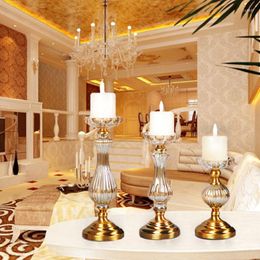 Candle Holders Nordic Golden Crystal Glass Centerpieces Candlestick Faroles Para Velas Candelabra Home Decoration Accessories