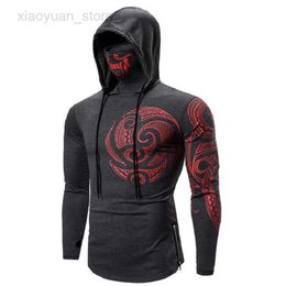 Men's Hoodies Men's Stretch Fitness Ninja Suit Men's Hoodie Long Sleeve Face Mask Sports Cycling Wear Masked Hoodies Clothing HKD230704