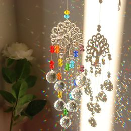 Knitting Crystal Moon Sun Catcher Wind Chimes Diamond Prisms Pendant Dream Catcher Rainbow Chaser Hanging Drop Home Garden Decor Gift