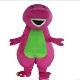 2017 High quality Barney Dinosaur Mascot Costumes Halloween Cartoon Adult Size Fancy Dress297O