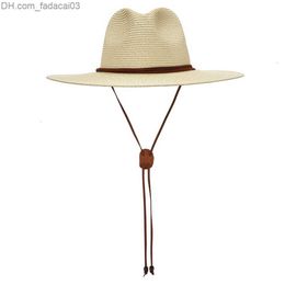 Wide Brim Hats Wide Brim Hats Bucket Hats Wide Brim Women Men Panama Straw Hat with Chin Strap Summer Garden Beach Sun Hat UPF 50 Z230705