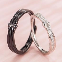 Cluster Rings Fashion 925 Sterling Silver Black Wedding Ring Set For Couple Woman Luxury Designer Jewellery Trending Products