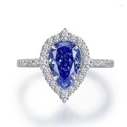 Cluster Rings Jewelry 2023 Silver High Carbon Diamond Tanzanian Blue Ring INS Foreign Trade Handicrafts One Piece Sent On Behalf