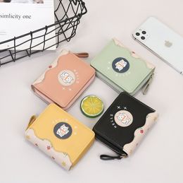 Women's Clutch Wallet Cartoon Cat Zipper Coin Purse Student Multi-Functional Small Money Bag Mini Wallet Card Holder